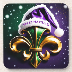 Dessous-de-verre Fleur De Lis Feliz Navidad Design.