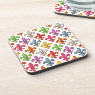 Dessous-de-verre Fleur-de-lis Fleurs Blanc Bold Coloré