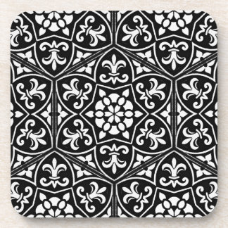 Dessous-de-verre Fleur de lis noir&blanc motif floral vertical