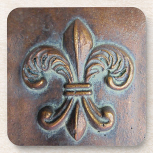 Dessous-de-verre Fleur De Lis, Revêtement De Cuivre Âgé Imprimé