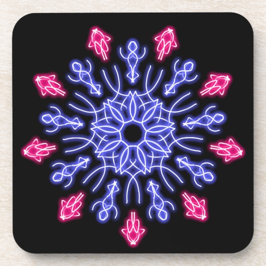 Dessous-de-verre Fleur de néon bleu et rouge (Devant)