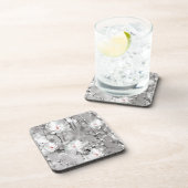 Dessous-de-verre Fleur de rose blanche gris floral d'hiver (Côté Droit)