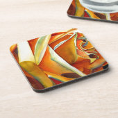 Dessous-de-verre Fleur de Rose jaune aquarelle originale d'Art (Côté gauche)