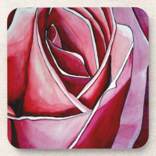Dessous-de-verre Fleur de rose rose macro aquarelle art abstrait
