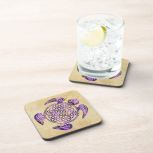 Dessous-de-verre Fleur de vie / Blume des Lebens - tortue violet