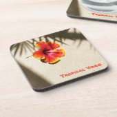 Dessous-de-verre Fleur d'Hibiscus Orange Tropical (Côté gauche)