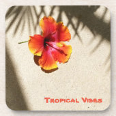 Dessous-de-verre Fleur d'Hibiscus Orange Tropical (Devant)