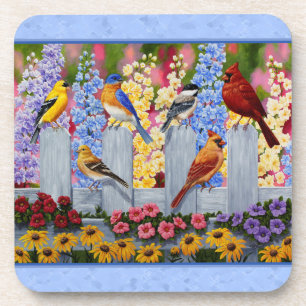 Dessous-de-verre Fleur d'oiseaux colorée Jardin Bleu