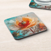 Dessous-de-verre Fleur orange délicate (Côté gauche)