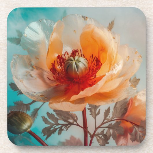Dessous-de-verre Fleur orange délicate (Devant)