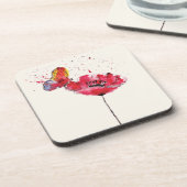 Dessous-de-verre Fleur peinte stylisée de pavot d'aquarelle (Côté gauche)