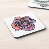 Dessous-de-verre Fleur Rose coloré (Côté gauche)