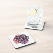 Dessous-de-verre Fleur Rose coloré (Côté Droit)