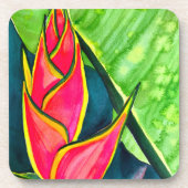 Dessous-de-verre Fleur tropicale héliconia à l'aquarelle (Devant)