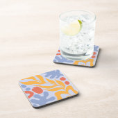 Dessous-de-verre fleuri printanier jaune et bleu (Côté Droit)