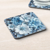 Dessous-de-verre Fleurs 3D bleues et blanches (Côté gauche)