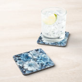Dessous-de-verre Fleurs 3D bleues et blanches (Côté Droit)