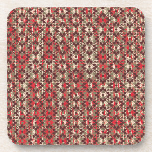 Dessous-de-verre Fleurs à motifs gris et rouge