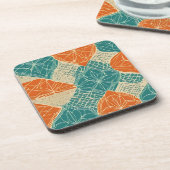 Dessous-de-verre Fleurs abstraites sarcelle, orange et beige (Côté gauche)