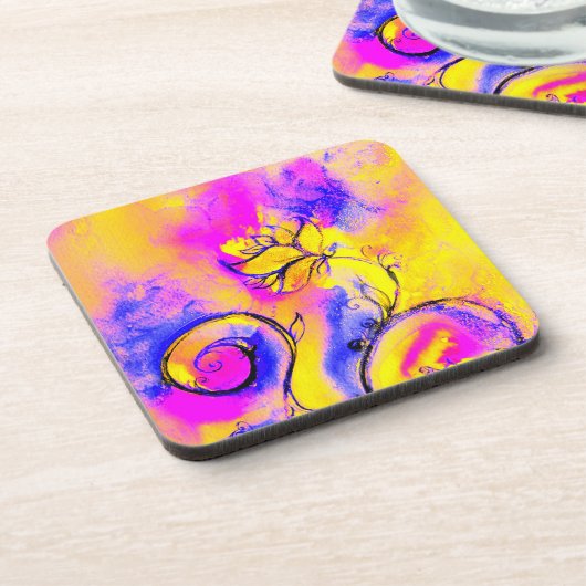 Dessous-de-verre FLEURS BLANCHES bleu rose (Côté gauche)