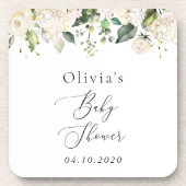 Dessous-de-verre Fleurs blanches, Fleurs de crème, Boho, Baby showe (Devant)