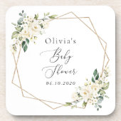 Dessous-de-verre Fleurs blanches, Fleurs de crème, Boho, Baby showe (Devant)