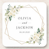 Dessous-de-verre Fleurs blanches, Fleurs de crème, Verdure, Mariage (Devant)