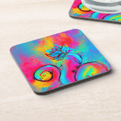 Dessous-de-verre FLEURS BLANCHES rose jaune turquoise bleu (Côté gauche)