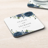 Dessous-de-verre Fleurs bleues de la Marine, Verdure, Boho, Mariage (Côté gauche)