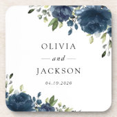 Dessous-de-verre Fleurs bleues de la Marine, Verdure, Boho, Mariage (Devant)