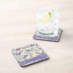 Dessous-de-verre Fleurs Bleues, Fleurs Violettes, Floral, Votre Nom
