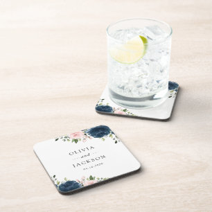 Dessous-de-verre Fleurs Bleues Marine, Fleurs Roses, Mariage Floral