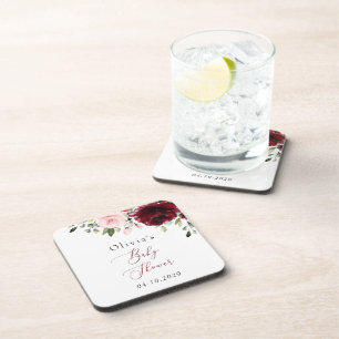 Dessous-de-verre Fleurs Bourgognes, Fleurs Roses, Boho, Baby shower