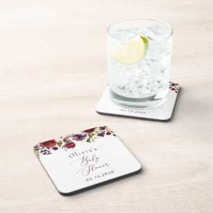 Dessous-de-verre Fleurs Bourgognes, Fleurs Roses, Boho, Baby shower