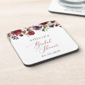 Dessous-de-verre Fleurs Bourgognes, Fleurs Roses, Fête des mariées  (Côté gauche)