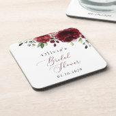 Dessous-de-verre Fleurs Bourgognes, Fleurs Rouges, Boho, Fête des m (Côté gauche)