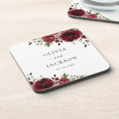 Dessous-de-verre Fleurs Bourgognes, Fleurs rouges, Mariage Floral (Côté gauche)