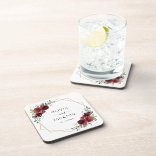 Dessous-de-verre Fleurs Bourgognes, Fleurs rouges, Mariage Floral