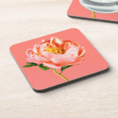 Dessous-de-verre Fleurs | Coral Peony Blossom (Côté gauche)