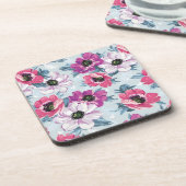 Dessous-de-verre Fleurs couleur élégante motif sur bleu (Côté gauche)