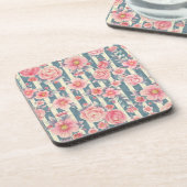 Dessous-de-verre Fleurs d'aquarelle rose sur bandes (Côté gauche)