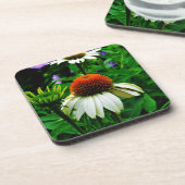 Dessous-de-verre Fleurs de cônes blanches et orange (Côté gauche)