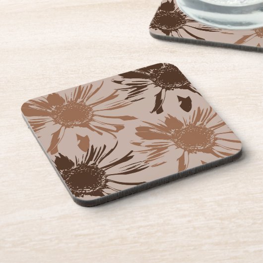 Dessous-de-verre Fleurs de Gerbera Brown Terre (Côté gauche)