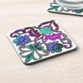 Dessous-de-verre FLEURS DE LACE BLANC turquoise BLEU PURPLE (Côté gauche)