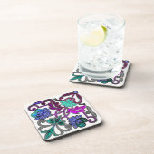 Dessous-de-verre FLEURS DE LACE BLANC turquoise BLEU PURPLE (Côté Droit)