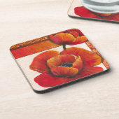 Dessous-de-verre Fleurs de pavot sur Tan et Arrière - plan orange (Côté gauche)
