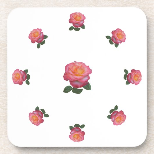 Dessous-de-verre Fleurs de rose rose (Devant)
