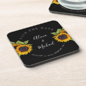 Dessous-de-verre Fleurs de soleil modernes rustiques simple mariage (Côté gauche)