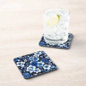 dessous de verre fleurs de velours bleu (Côté Droit)