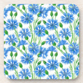 Dessous-de-verre Fleurs d'eau bleu, fleurs sauvages sur blanc (Devant)